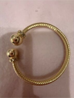 Gold Twisted Cable Open Bangle Bracelet - Women Jewelry